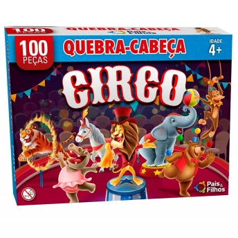 Quebra-Cabeça Infantil - 100 Peças - Circo - Pais e Filhos