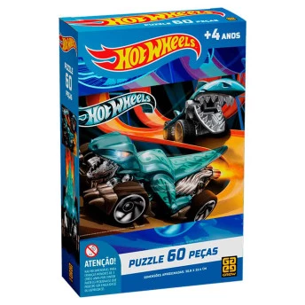 Quebra-Cabeça Infantil - 60 Peças - Hot Wheels - Grow