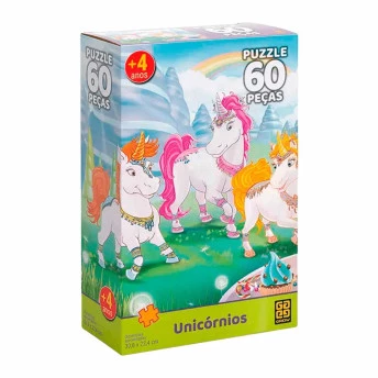 Quebra-Cabeça Infantil - 60 Peças - Unicórnios - Grow
