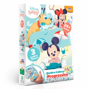 Quebra-Cabeça Progressivo - 2, 3 e 4 Peças - Disney Mickey - Toyster