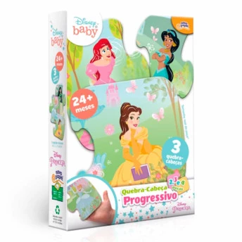 Quebra-Cabeça Progressivo - 2, 3 e 4 Peças - Disney Princesas - Toyster