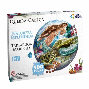 Quebra-Cabeça Redondo - 500 Peças - Tartaruga Marinha - Pais e Filhos