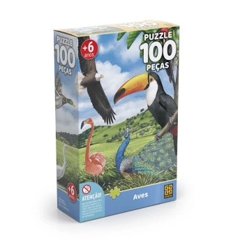 Quebra Cabeça - 100 Peças - Aves - Grow