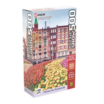 Quebra-Cabeça - 500 Peças - Flores em Amsterdã - Holanda - Grow