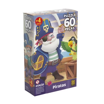 Quebra-Cabeça Infantil - 60 Peças - Piratas - Grow
