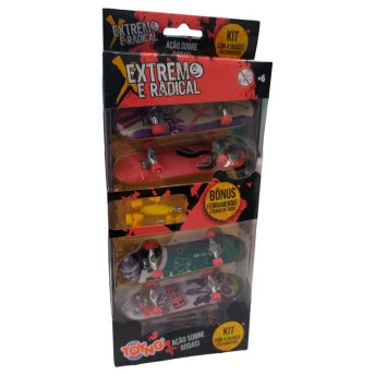 Kit Skate de Dedo - 9 cm - Extremo e Radical - 4 Skates - Festa - Toyng