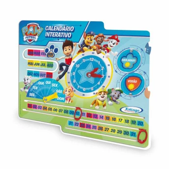 Tabuleiro Infantil - Relógio Calendário Interativo - Patrulha Canina - Xalingo