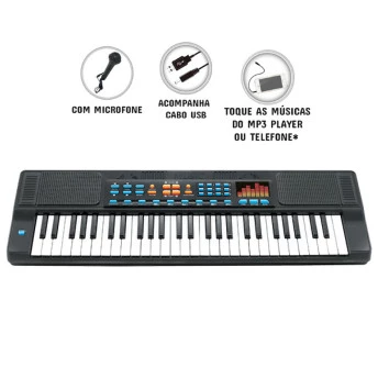 Teclado com Microfone Infantil - HS5460A - DM Toys