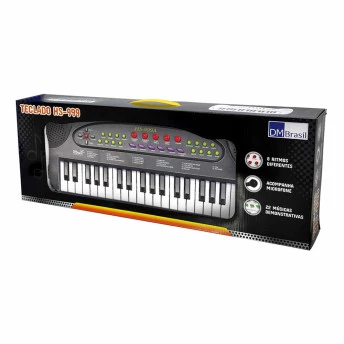 Teclado com Microfone Infantil - HS999 - Preto - DM Toys