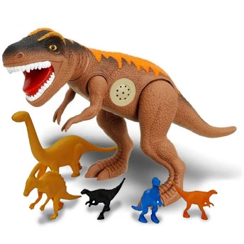 Dinossauro Tirano Rex com Som e Dinos - 43 cm - Marrom - Adijomar