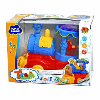 Trenzinho Carrossel - Bate e Volta - Som e Luzes - Colorido - DM Toys
