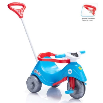 Triciclo Infantil com Empurrador Lelecita Azul - Calesita