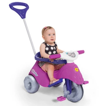 Triciclo Infantil com Empurrador Lelecita Rosa - Calesita