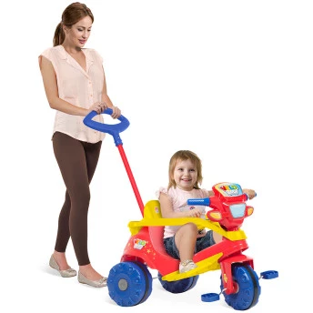 Triciclo VeloBaby Passeio e Pedal Vermelho - Bandeirante 