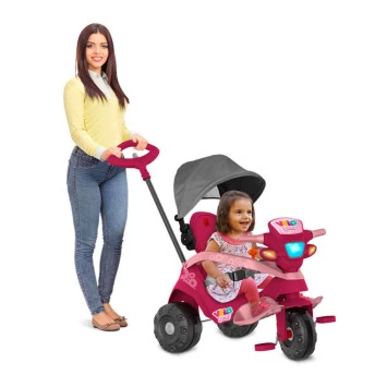 Triciclo Velobaby Reclinável com Capota - Pink - Bandeirante