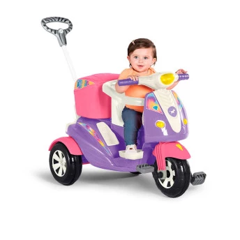 Triciclo de Passeio e Pedal - Moto Uno - Rosa - Calesita