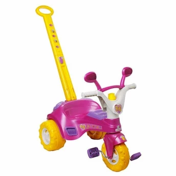 Triciclo Fofy Infantil com Haste Removível - Rosa - Cotiplás