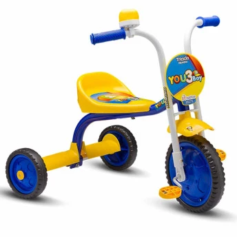 Triciclo Infantil - Aro 5 - You 3 Boy - Amarelo e Azul - Nathor