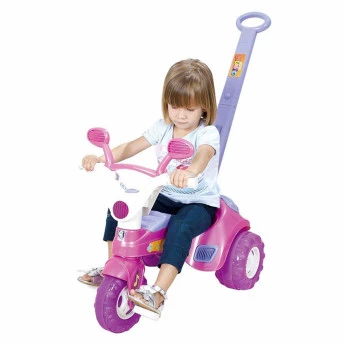 Triciclo Infantil Baby Music com Haste e Som - Rosa - Cotiplás