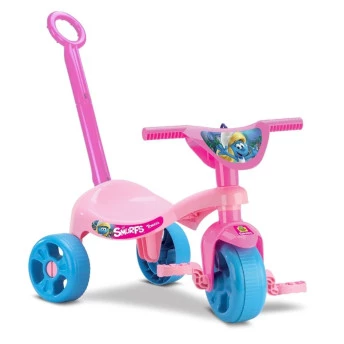 Triciclo Tchuco com Haste Smurfs - Rosa - Samba Toys