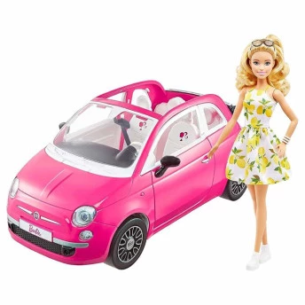 Veículo e Boneca - Barbie - Fiat 500 - Carro Conversível da Barbie - Mattel