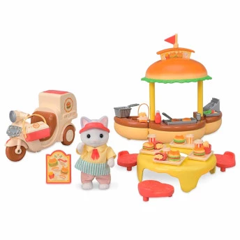 Veículo e Cenário - Sylvanian Families - Quiosque de Hambúrguer - Epoch Magia