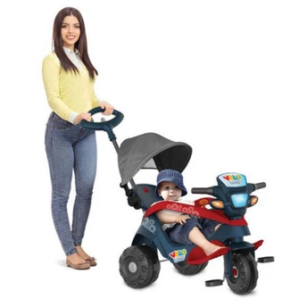 Velobaby Reclinável com Capota Passeio & Pedal - Azul - Bandeirante