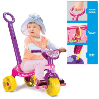 Triciclo Com Haste Removível - Triciclo Tchuco Princesa Adele - Samba Toys