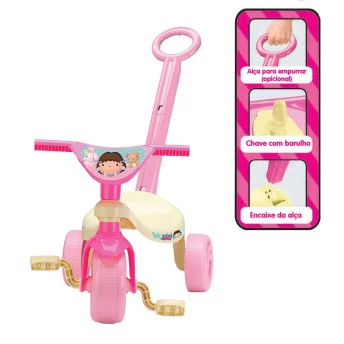 Triciclo Infantil com Haste Removível - Tchuco Doll - Samba Toys