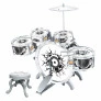 Bateria Infantil com Banquinho - Rock Party - Prata e Preta - DM Toys