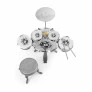 Bateria Infantil com Banquinho - Rock Party - Prata e Preta - DM Toys
