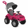 Carrinho de Passeio e Pedal - SuperJipe Reclinável Capota - Rosa - Bandeirante