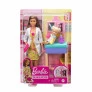 Conjunto e Boneca - Barbie Profissões - Morena - Doutora com Paciente - Mattel
