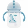 Copo com Canudo para Bebê - Alça Removível - 240ml - Dino - Azul - Buba