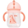 Copo com Canudo para Bebê - Alça Removível - 240ml - Dino - Rosa - Buba.