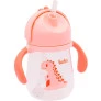 Copo com Canudo para Bebê - Alça Removível - 240ml - Dino - Rosa - Buba.