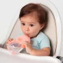 Copo com Canudo para Bebê - Alça Removível - 240ml - Dino - Rosa - Buba.