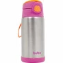Garrafa com Canudo - Aço Inox - Térmica - 400 ml - Rosa - Buba