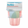 Kit 3 Potinhos para Papinha da Bebê - 180ml - Rosa - Buba