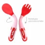 Kit Talher para Bebê - Flexível e Termossensível - Colher e Garfo - Rosa - Buba