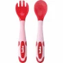 Kit Talher para Bebê - Flexível e Termossensível - Colher e Garfo - Rosa - Buba
