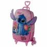 Mochila 3D de Rodinhas Infantil - Disney Stitch - Rosa - Maxtoy