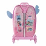 Mochila 3D de Rodinhas Infantil - Disney Stitch - Rosa - Maxtoy