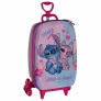 Mochila 3D de Rodinhas Infantil - Disney - Stitch e Angel - Maxtoy