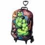 Mochila 3D de Rodinhas Infantil - Marvel Avengers - Hulk - Maxtoy