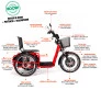 Triciclo Elétrico - Village PAM - 800w Lithium - Vermelho - Plug and Move