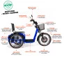 Triciclo Elétrico - Village PAM - Cesta - 800w Lithium - Azul - Plug and Move