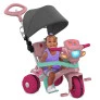 Triciclo Infantil com Capota - Passeio e Pedal - Rosa - Bandeirante